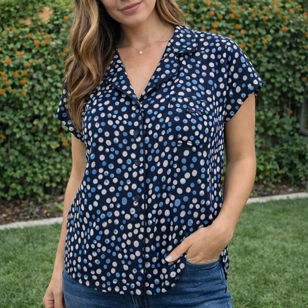 Carisma Size LG Dotted Button up Loungewear Blouse